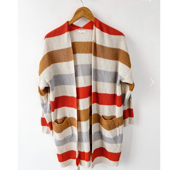 Debut Multicolored Striped Pocket Detail Cardigan / M-L - Picture 1 of 2